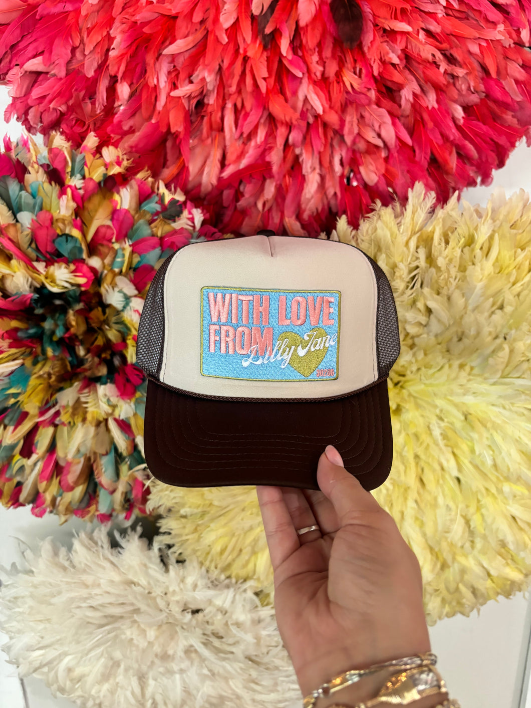 With Love From Lilly Jane Trucker Hat -Brown Multi