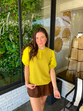 Load image into Gallery viewer, Arden Pintuck Textured Top- Chartreuse
