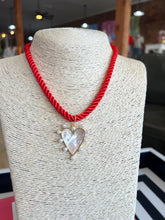 Load image into Gallery viewer, Pearl Heart Pendant Necklace - Red

