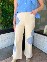 Load image into Gallery viewer, Megan Floral Appliqué Wide Leg Pants- Cream
