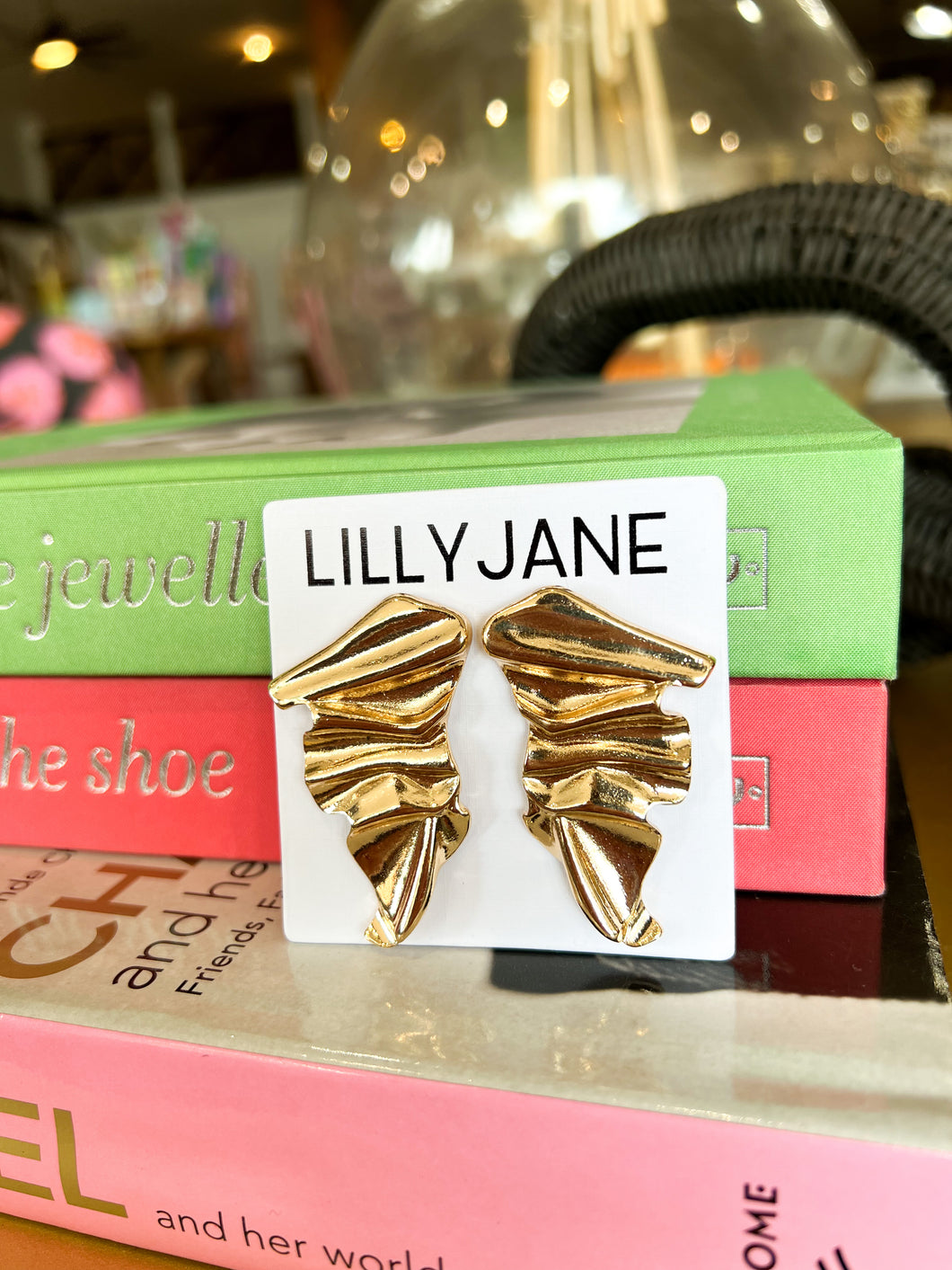 Gold Textured Abstract Wing Earrings