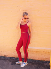Load image into Gallery viewer, Shayla Active Side Stripe Leggings - Burgundy/Cherry
