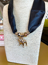 Load image into Gallery viewer, Bulldog Charm Scarf Necklace - Black
