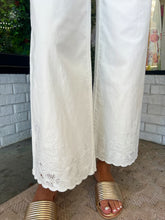 Load image into Gallery viewer, Laine Wide Leg Floral Embroidered Hem Pants-White
