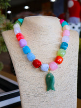 Load image into Gallery viewer, Chunky Fish Pendant Rondelle Beaded Necklace - Multi Color

