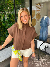 Load image into Gallery viewer, Brooke Button Up Collared Top- Brown
