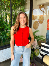 Load image into Gallery viewer, Jana Button Down Sweater Tank - Red
