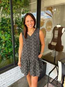 McCall Floral Embroidered Mini Dress - Black