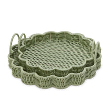 Load image into Gallery viewer, Green Wicker Scalloped Trays
