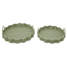 Load image into Gallery viewer, Green Wicker Scalloped Trays
