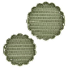Load image into Gallery viewer, Green Wicker Scalloped Trays
