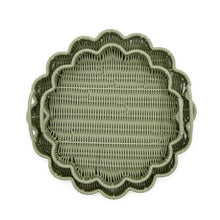 Load image into Gallery viewer, Green Wicker Scalloped Trays

