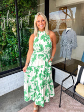 Load image into Gallery viewer, Jesslyn Floral Tiered High Neck Maxi Dress- Green
