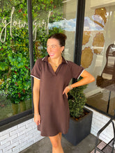 Load image into Gallery viewer, Mason Luxe Soft V-Neck Mini Dress- Brown
