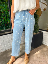 Load image into Gallery viewer, Murphy Polka Dot Printed Denim Pants- Light Wash

