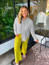 Load image into Gallery viewer, Palmer Striped Textured Button Up Top - Navy
