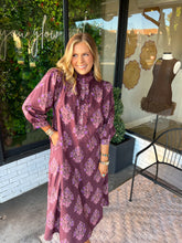Load image into Gallery viewer, River Botanical Printed Midi Dress- Burgundy
