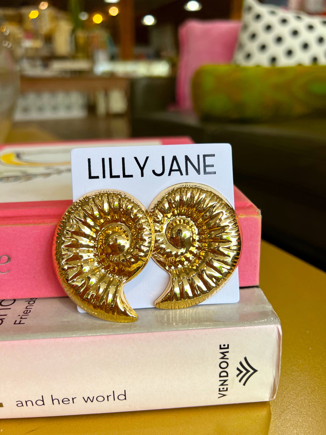 Gold Textured Shell Earrings