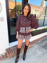 Load image into Gallery viewer, Meagan Floral Embroidered Button Up Short Set- Brown
