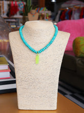 Load image into Gallery viewer, Rondelle Beaded Fish Pendant Necklace -Teal/Lime Green
