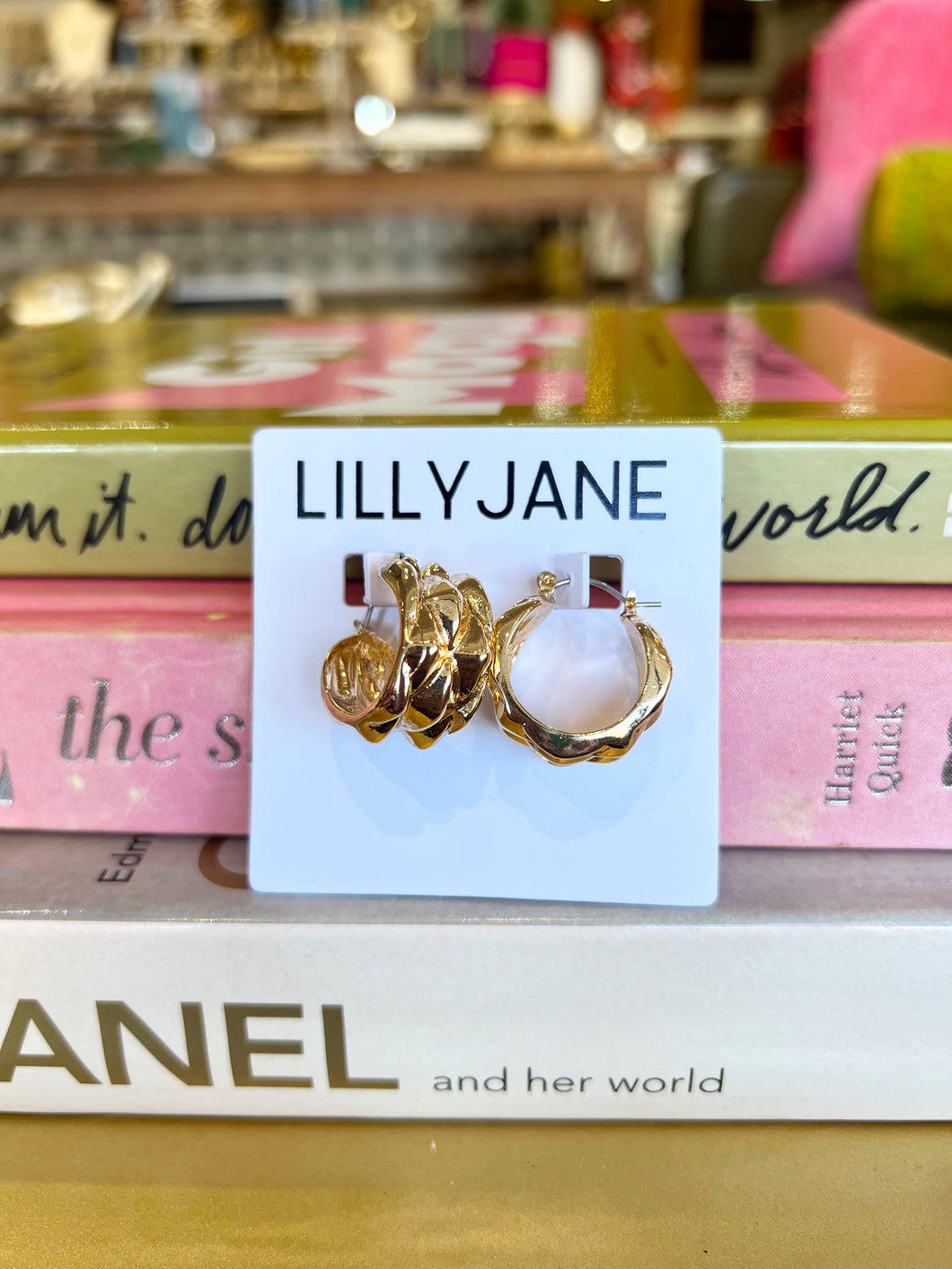 Gold Chunky Patterned Hoop Earrings