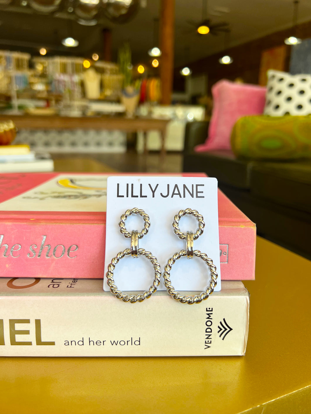 Silver Rope Link Circle Earrings