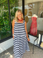 Load image into Gallery viewer, Kinsley Sleeveless Striped Skirt Set- Black/ White
