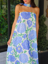 Load image into Gallery viewer, Jena Floral Chiffon Neck Drape Maxi Dress- Blue Multi
