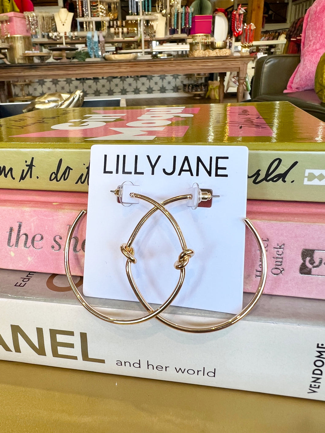 Gold 50mm Knot Hoop Earrings