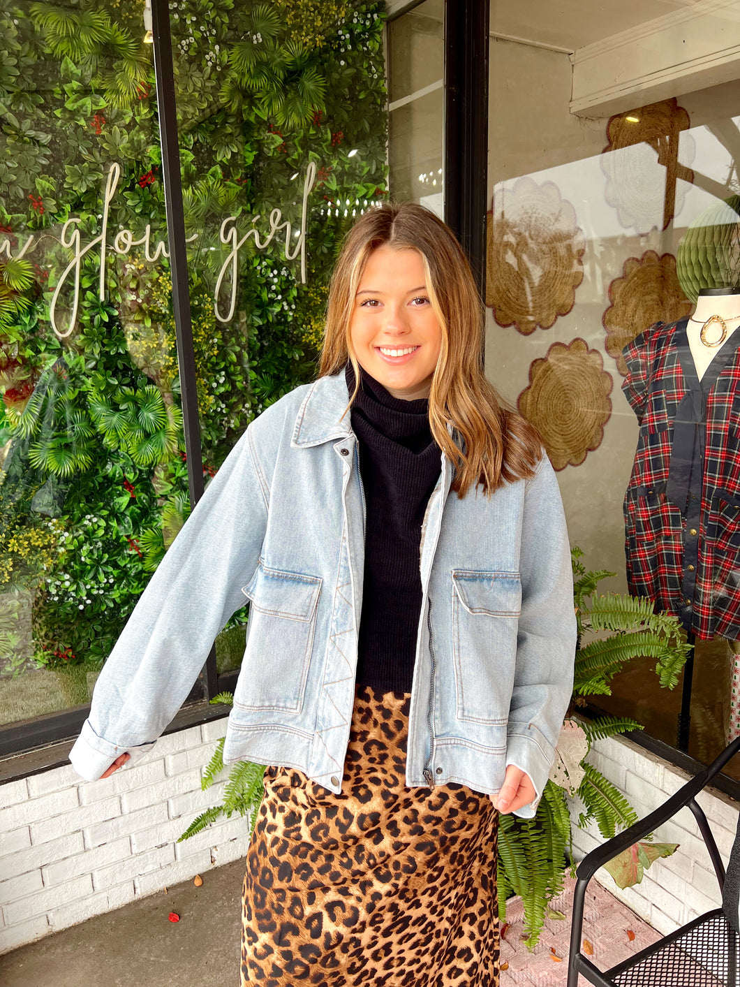 Amanda Denim Oversized Zip Jacket - Light Wash