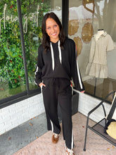 Load image into Gallery viewer, Braylen Striped Hoodie Pant Set - Black/Red
