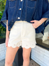 Load image into Gallery viewer, Paige Scallop Embroidered Shorts- Cream
