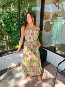 Anderson Floral Pleated Midi Dress- Multi