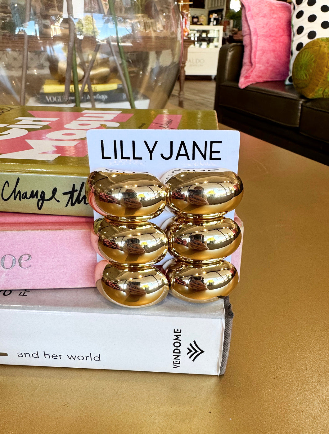 Gold Chunky Oval Beaded Earrings