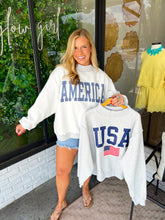 Load image into Gallery viewer, USA/America Reversible Mock Neck Sweatshirt - Grey
