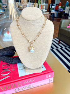 Gold Chunky Pearl Accent Necklace