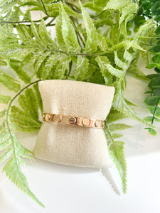 Gold Textured Circle Cuff Bracelet