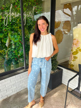 Load image into Gallery viewer, Murphy Polka Dot Printed Denim Pants- Light Wash
