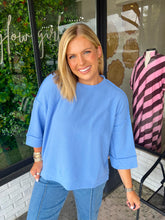 Load image into Gallery viewer, Ribbed Quarter Sleeve Round Neck Top
