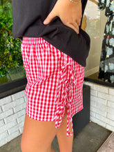 Load image into Gallery viewer, Colby Gingham Bow Detail Shorts- Red
