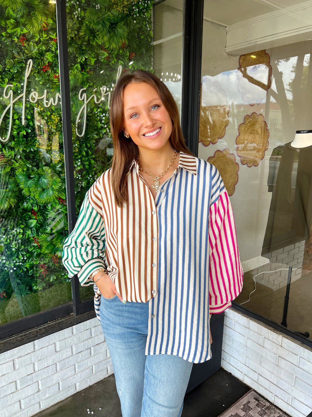 Jennings Multi Colored Stripe Button Up