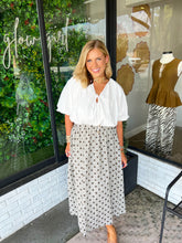 Load image into Gallery viewer, Madalyn Gingham Polka Dot Midi Skirt- Brown
