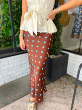Load image into Gallery viewer, Aris Polka Dot Midi Skirt- Brown/Blue
