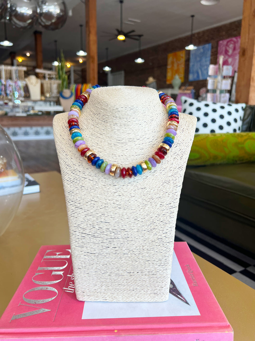 Jewel Tone Rondelle Beaded Necklace