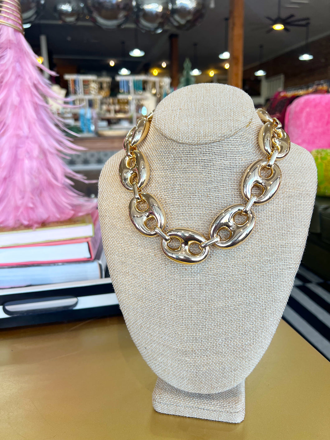 Gold Chunky Tab Necklace