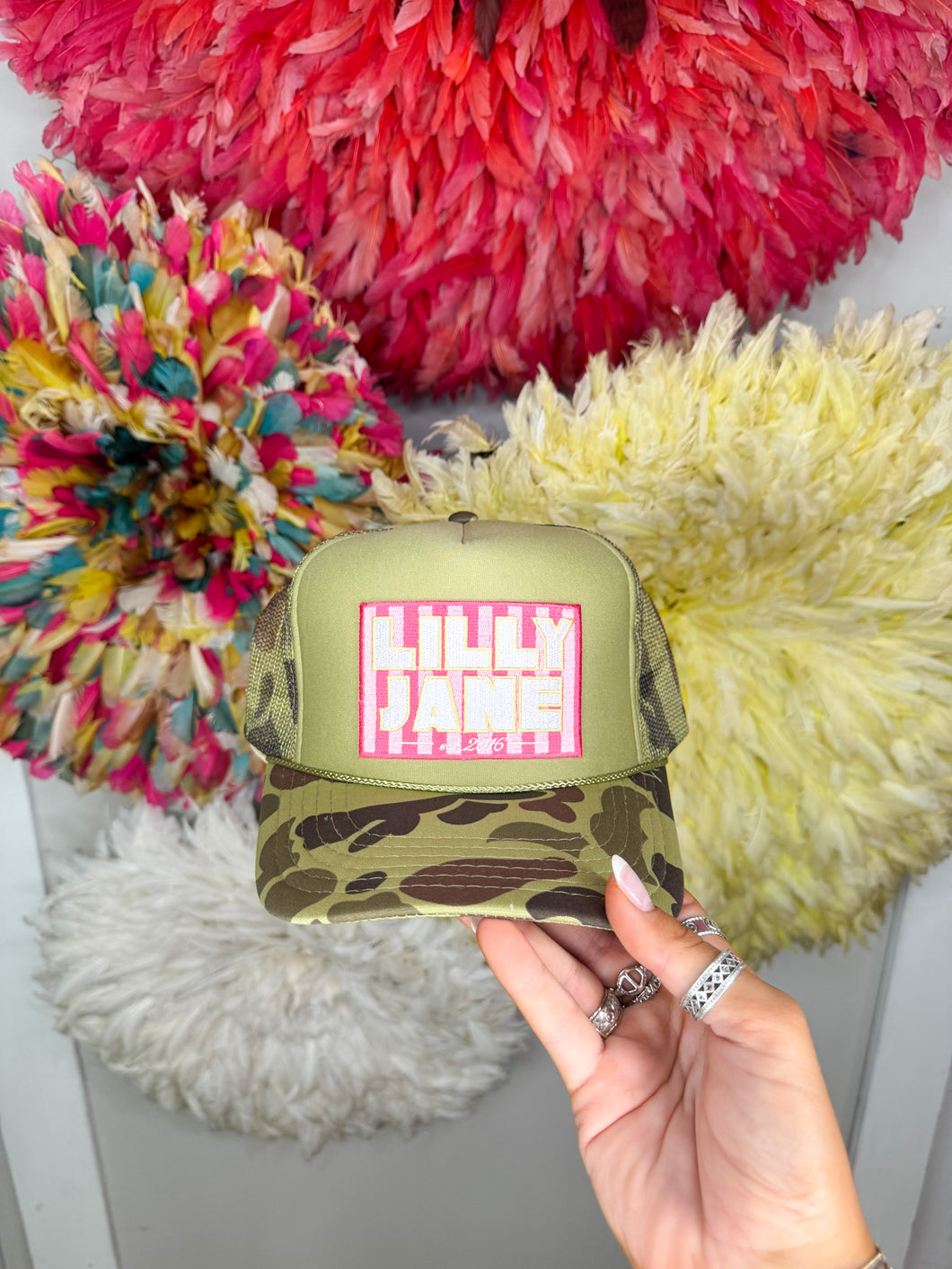 Lilly Jane Summer Spritz Trucker Hat - Light Camo