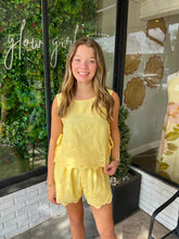 Load image into Gallery viewer, Liza Embroidered Scallop Short Set - Yellow

