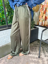 Load image into Gallery viewer, Kendall Silk Side Stripe Pants- Olive/White

