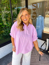 Load image into Gallery viewer, Merrill Striped Oversized Collared Top- Pink Multi
