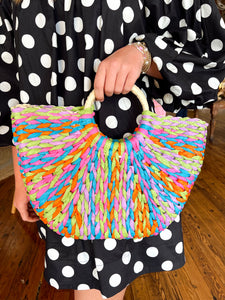Multi-Colored Raffia Bag